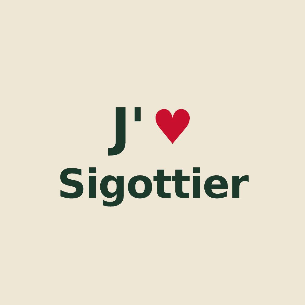 Tote bag personnalisé Sigottier — design J'aime Sigottier