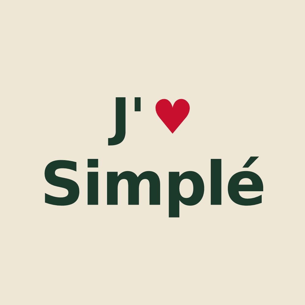 Tote bag personnalisé Simplé — design « J'aime Simplé » imprimé sur le tote bag