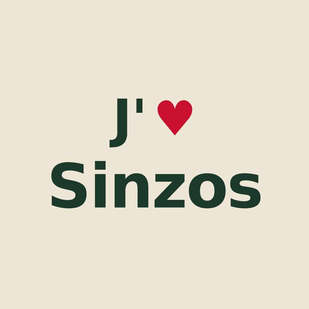 Tote bag personnalisé Sinzos — design J'aime Sinzos