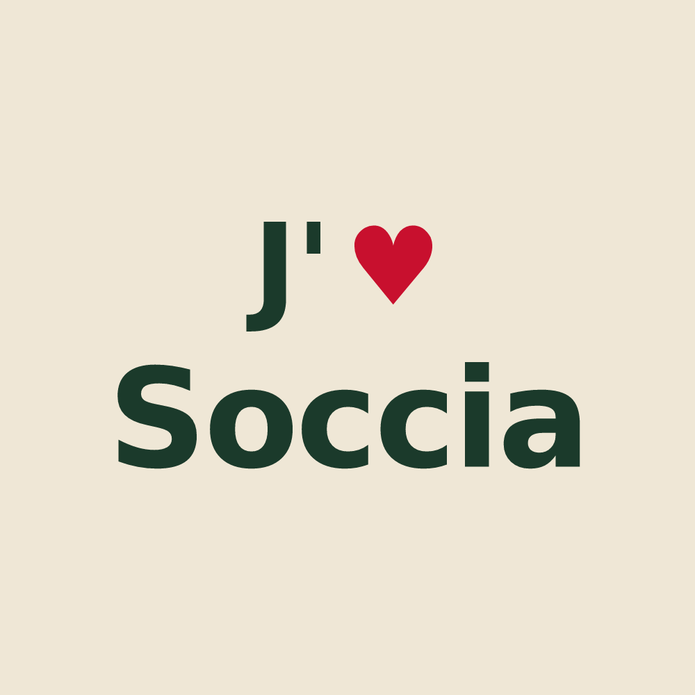 Tote bag personnalisé Soccia — design J'aime Soccia