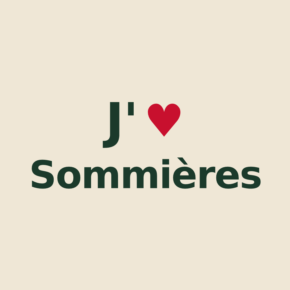 Tote bag personnalisé Sommières — design « J'aime Sommières » imprimé sur le tote bag