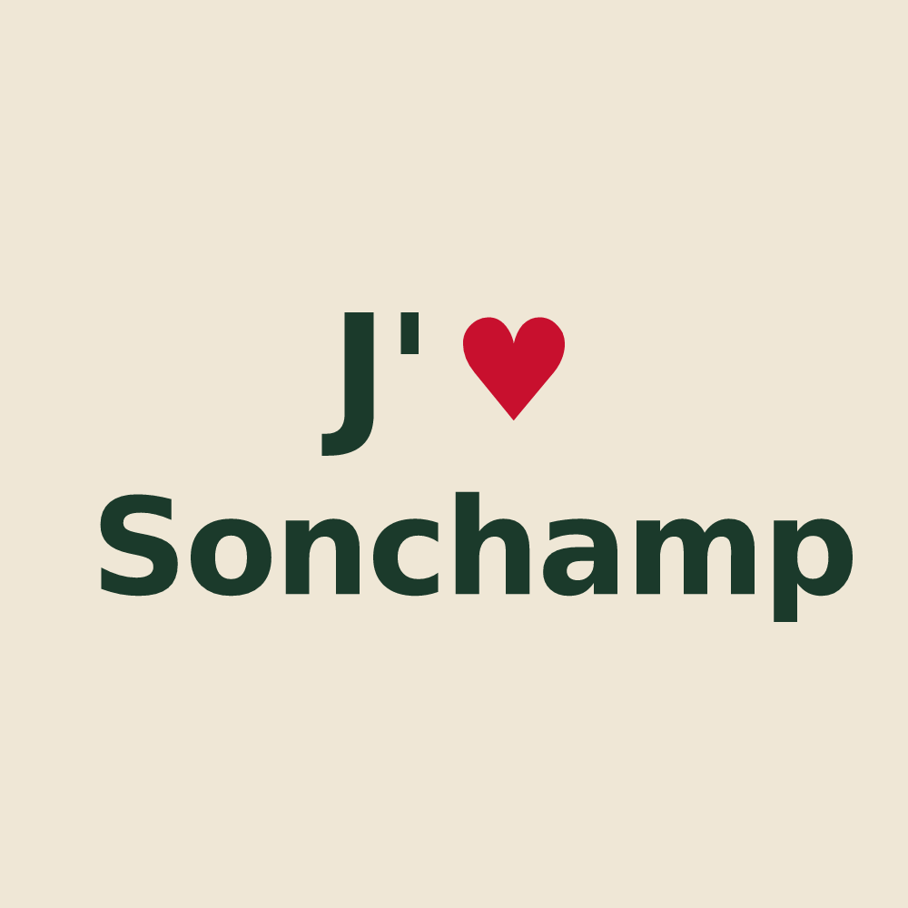 Tote bag personnalisé Sonchamp — design « J'aime Sonchamp » imprimé sur le tote bag