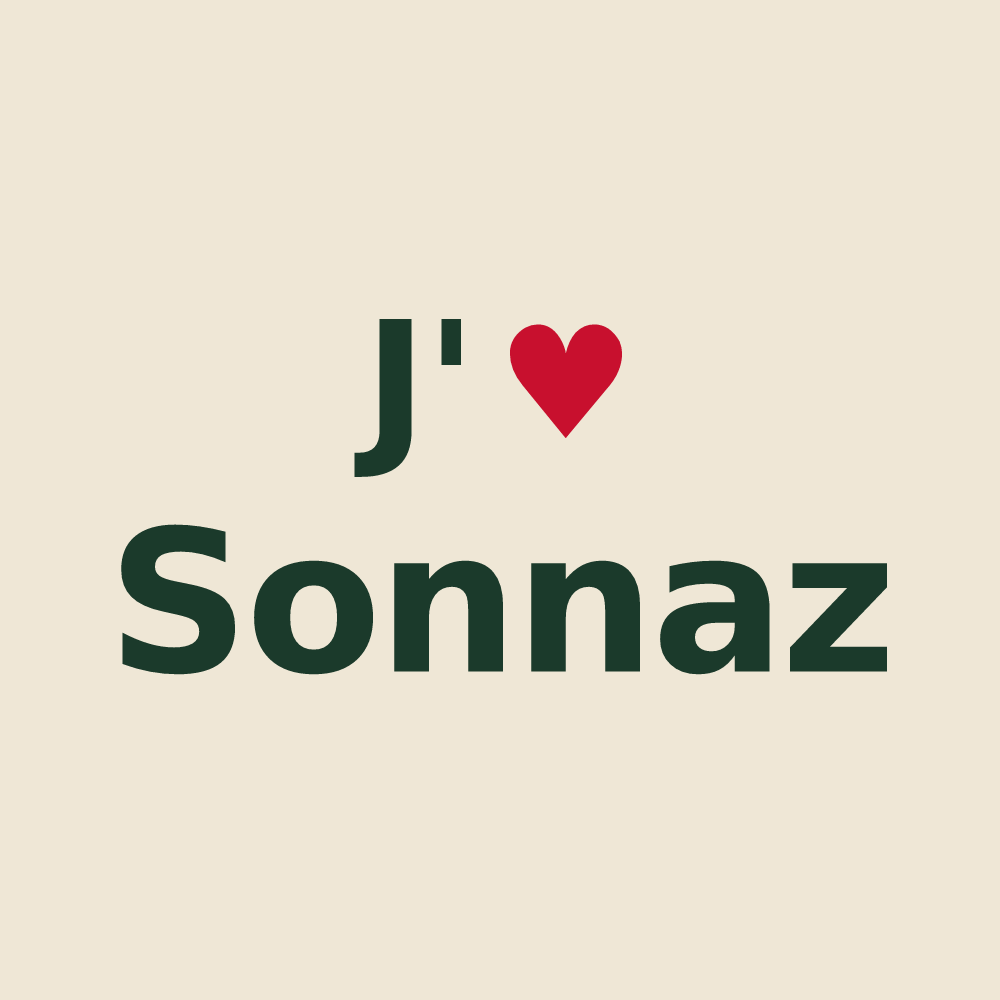 Tote bag personnalisé Sonnaz — design J'aime Sonnaz
