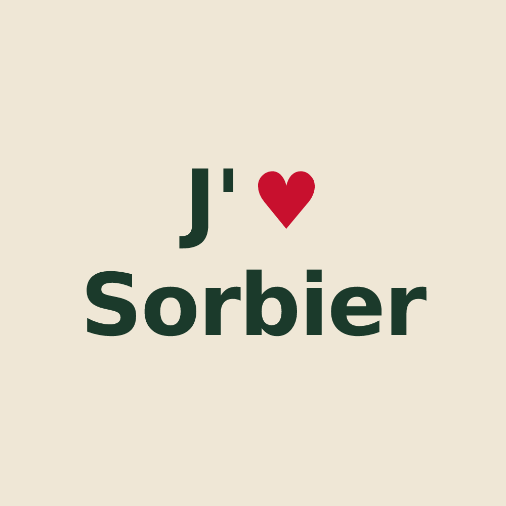 Tote bag personnalisé Sorbier — design J'aime Sorbier