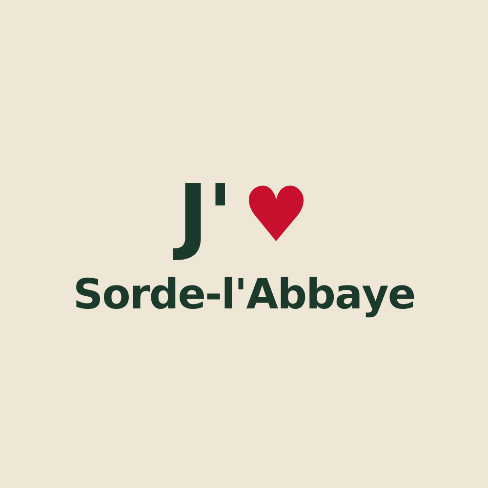 Tote bag personnalisé Sorde-l'Abbaye — design J'aime Sorde-l'Abbaye