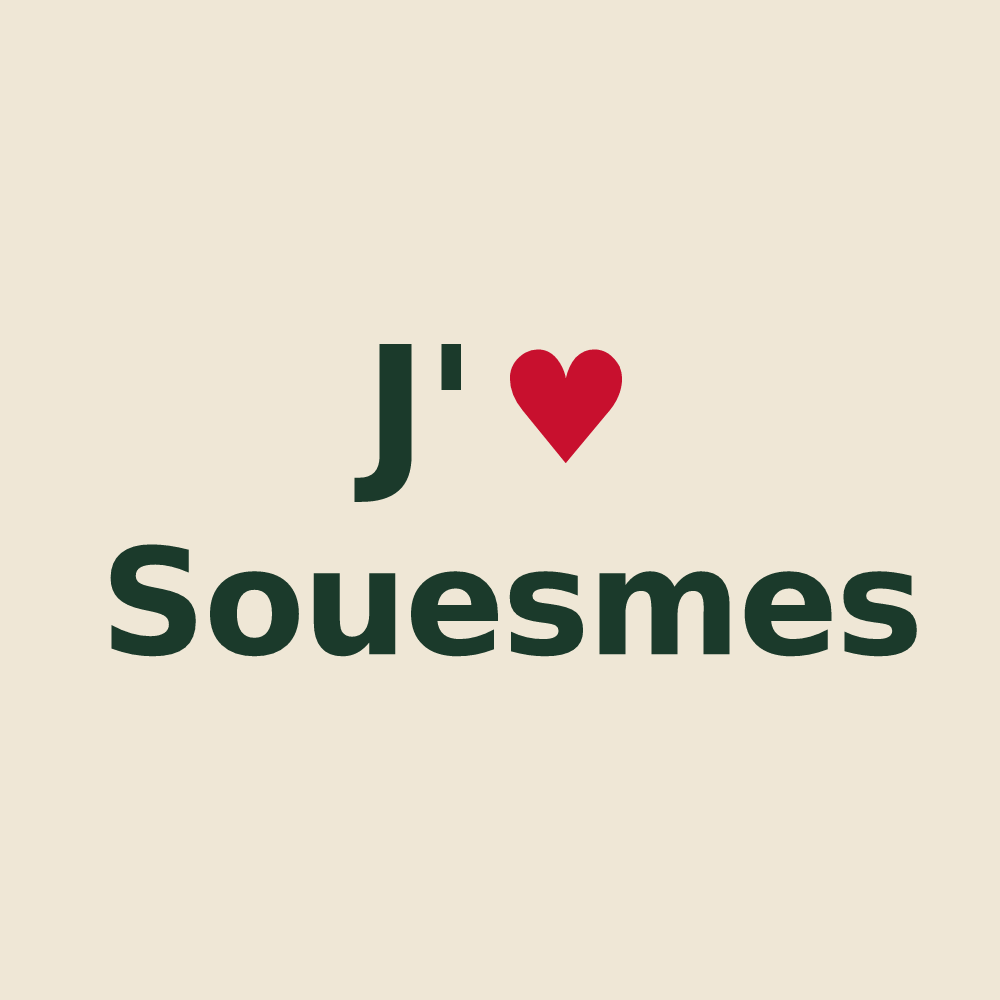 Tote bag personnalisé Souesmes — design J'aime Souesmes