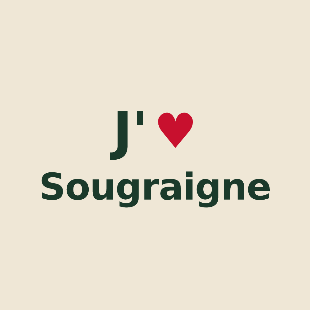 Tote bag personnalisé Sougraigne — design J'aime Sougraigne