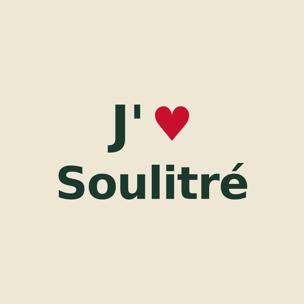 Tote bag personnalisé Soulitré — design « J'aime Soulitré » imprimé sur le tote bag