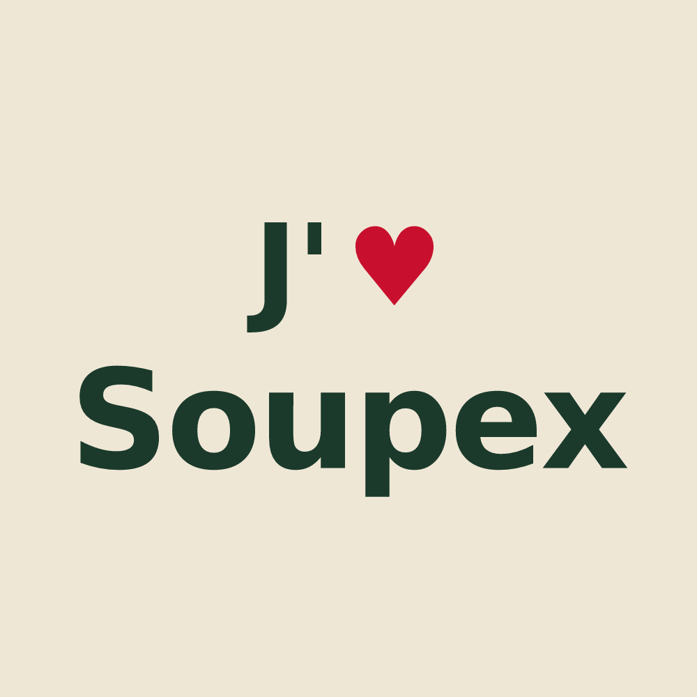 Tote bag personnalisé Soupex — design J'aime Soupex