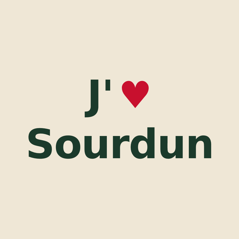 Tote bag personnalisé Sourdun — design « J'aime Sourdun » imprimé sur le tote bag