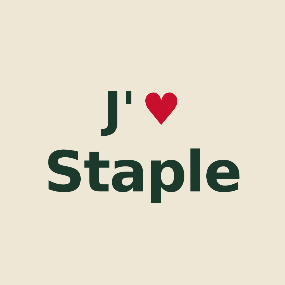 Tote bag personnalisé Staple — design J'aime Staple