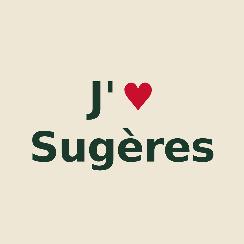 Tote bag personnalisé Sugères — design J'aime Sugères