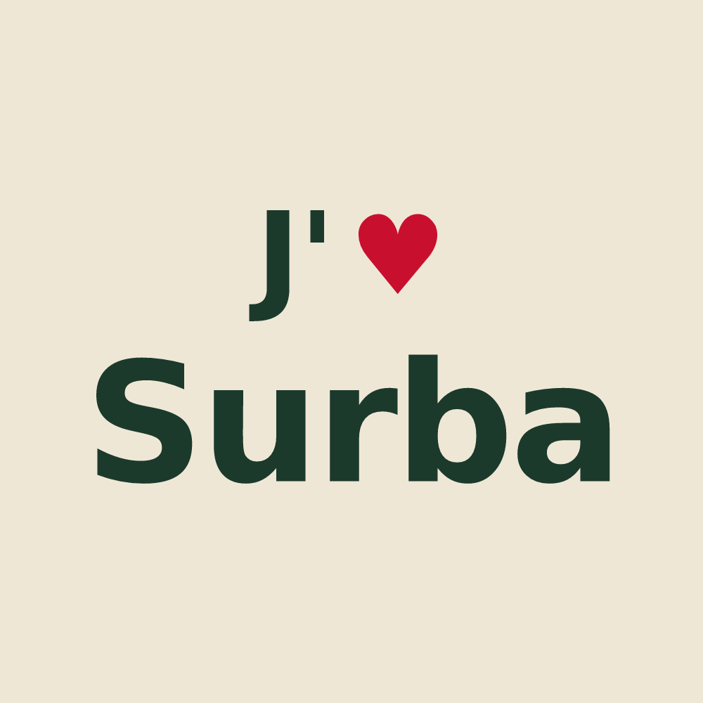 Tote bag personnalisé Surba — design J'aime Surba