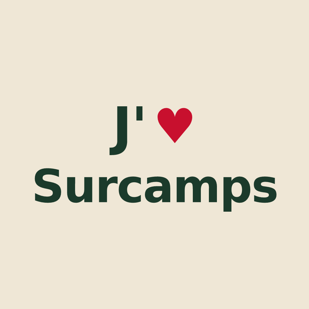 Tote bag personnalisé Surcamps — design J'aime Surcamps
