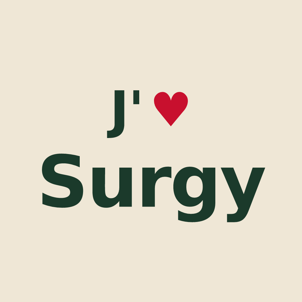 Tote bag personnalisé Surgy — design J'aime Surgy