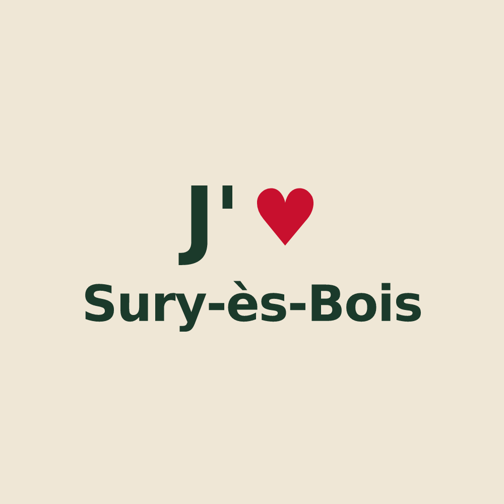 Tote bag personnalisé Sury-ès-Bois — design « J'aime Sury-ès-Bois » imprimé sur le tote bag