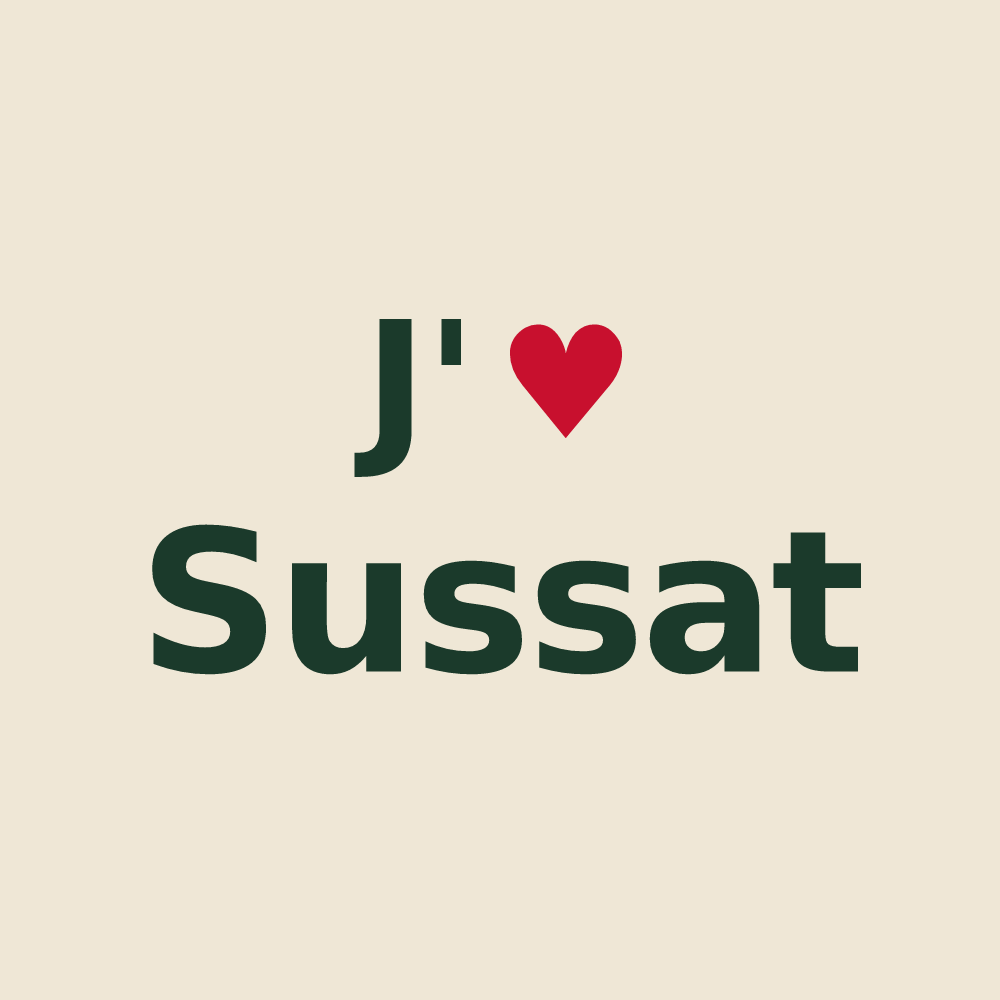 Tote bag personnalisé Sussat — design J'aime Sussat