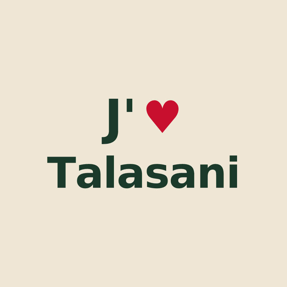 Tote bag personnalisé Talasani — design J'aime Talasani