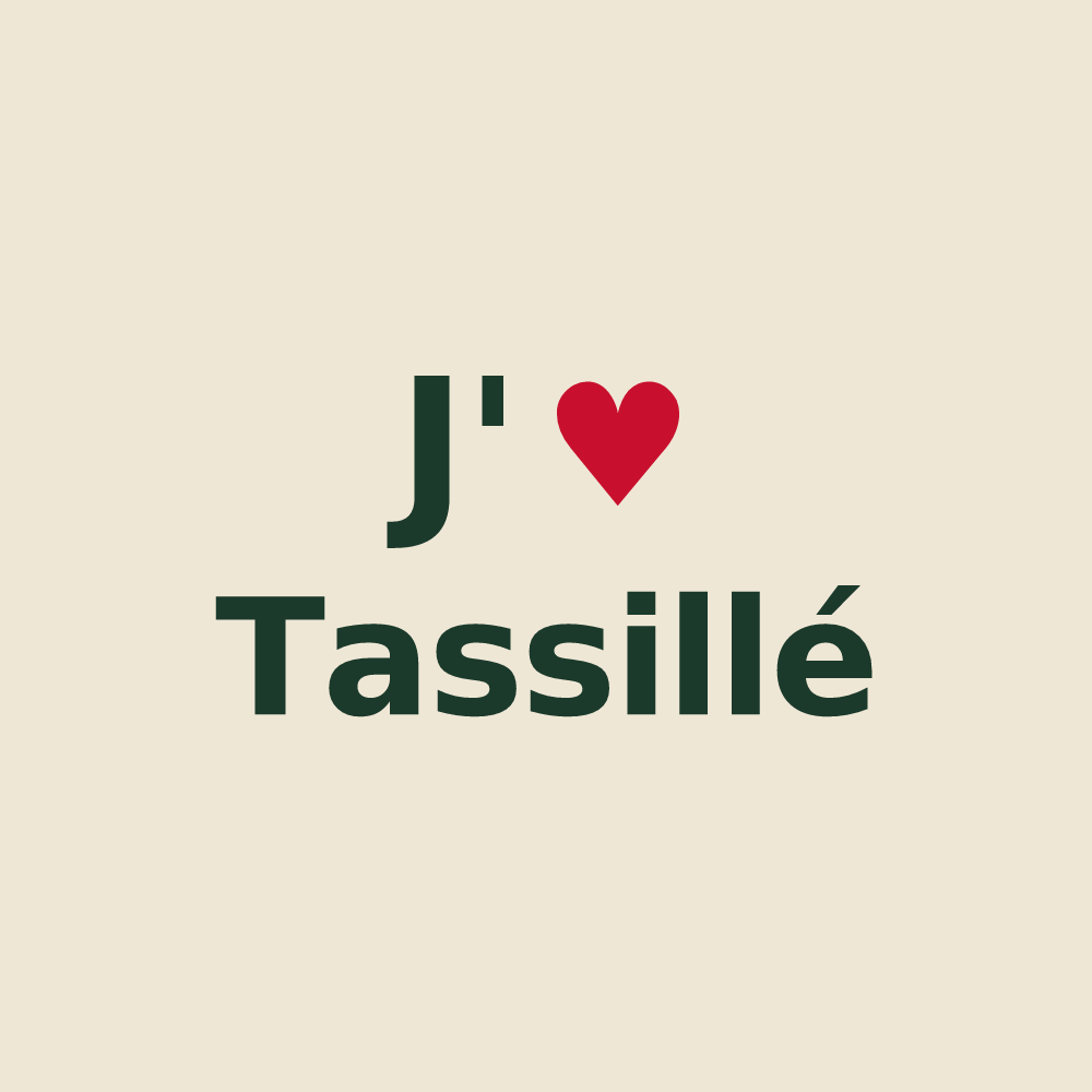 Tote bag personnalisé Tassillé — design J'aime Tassillé