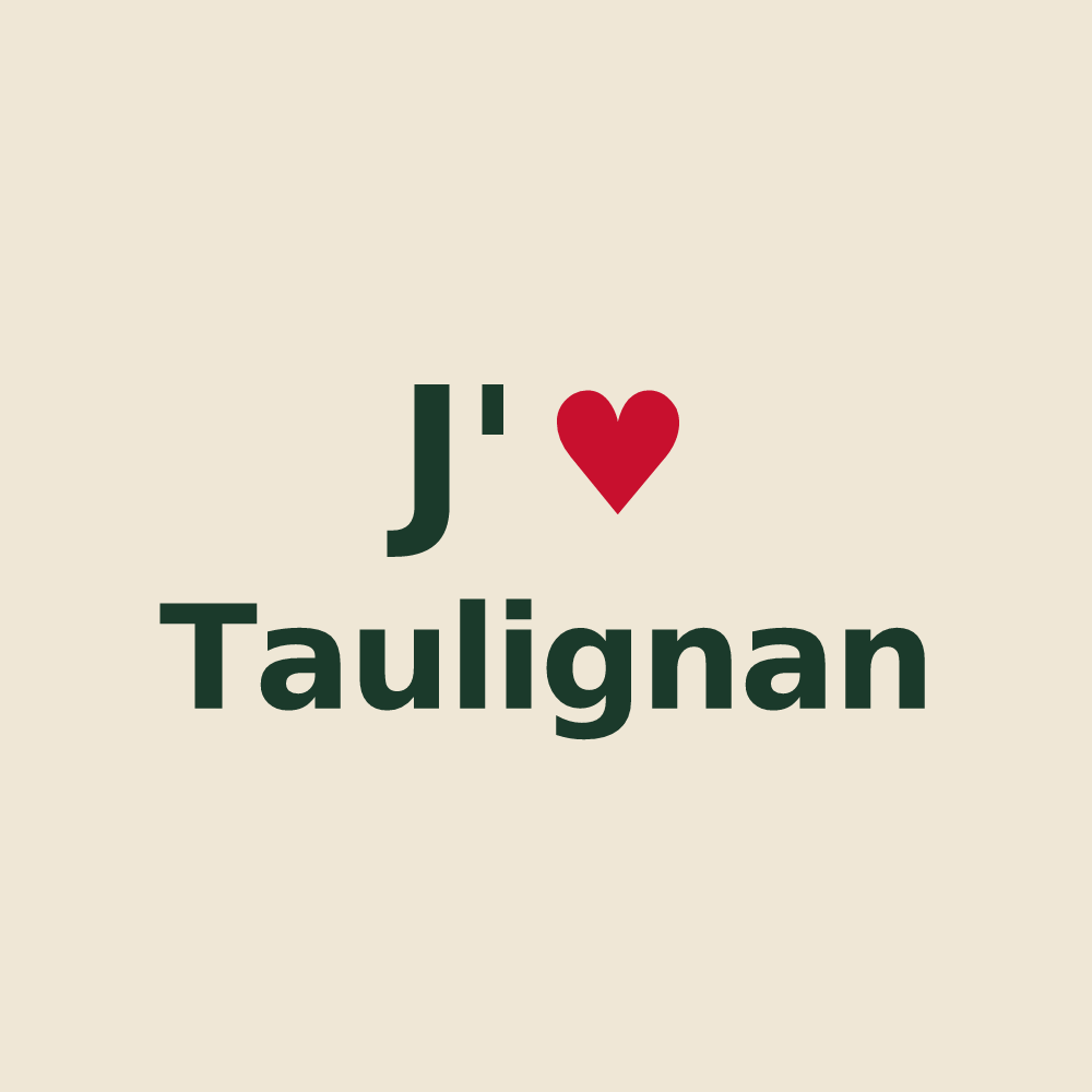 Tote bag personnalisé Taulignan — design « J'aime Taulignan » imprimé sur le tote bag