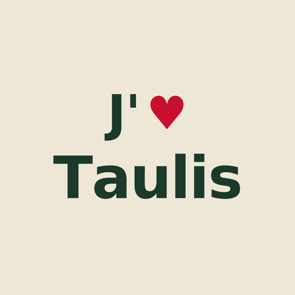 Tote bag personnalisé Taulis — design « J'aime Taulis » imprimé sur le tote bag