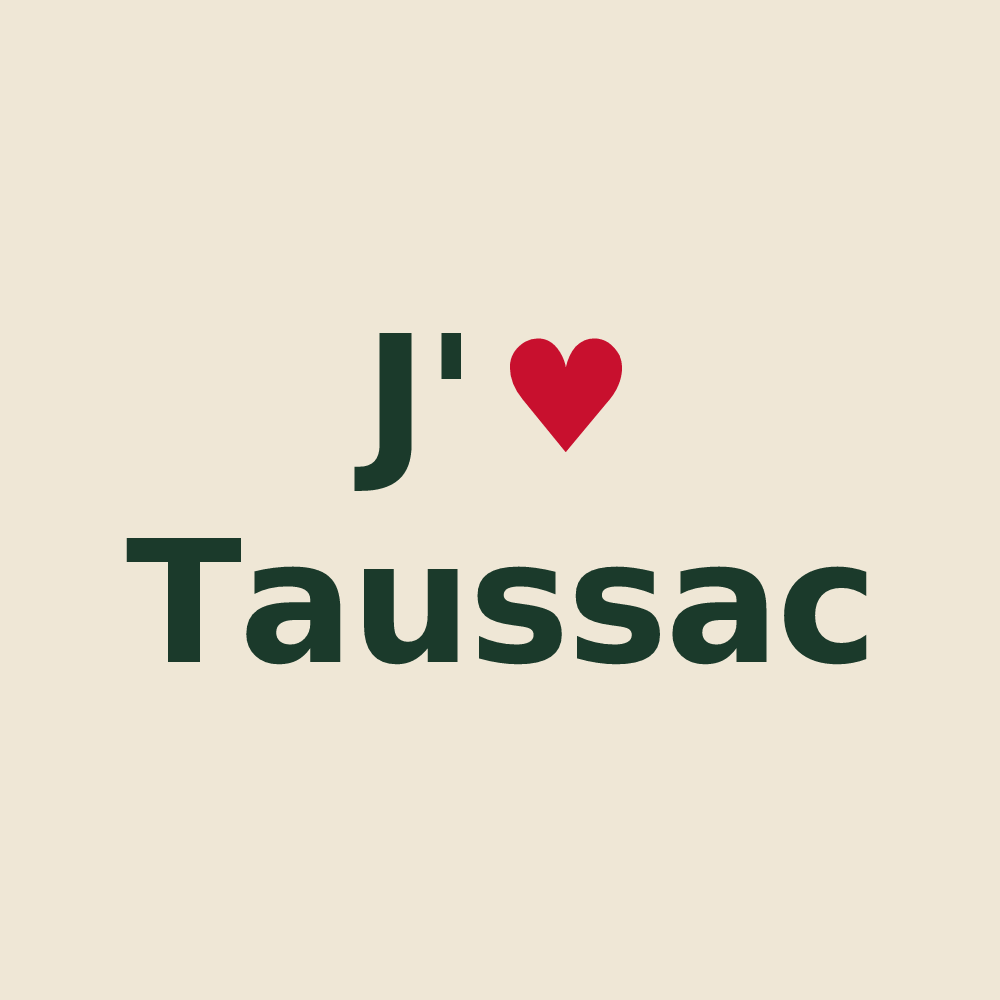 Tote bag personnalisé Taussac — design J'aime Taussac