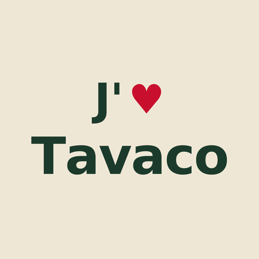 Tote bag personnalisé Tavaco — design J'aime Tavaco