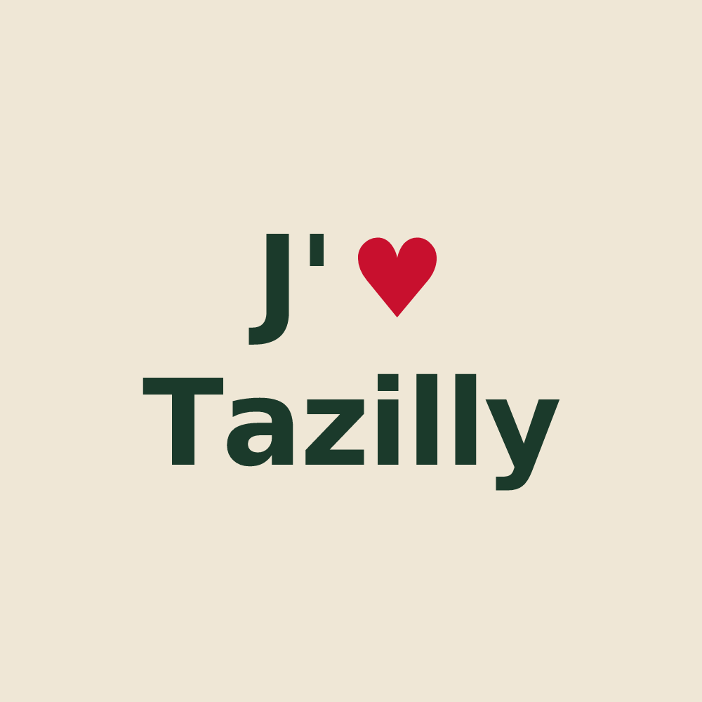 Tote bag personnalisé Tazilly — design J'aime Tazilly