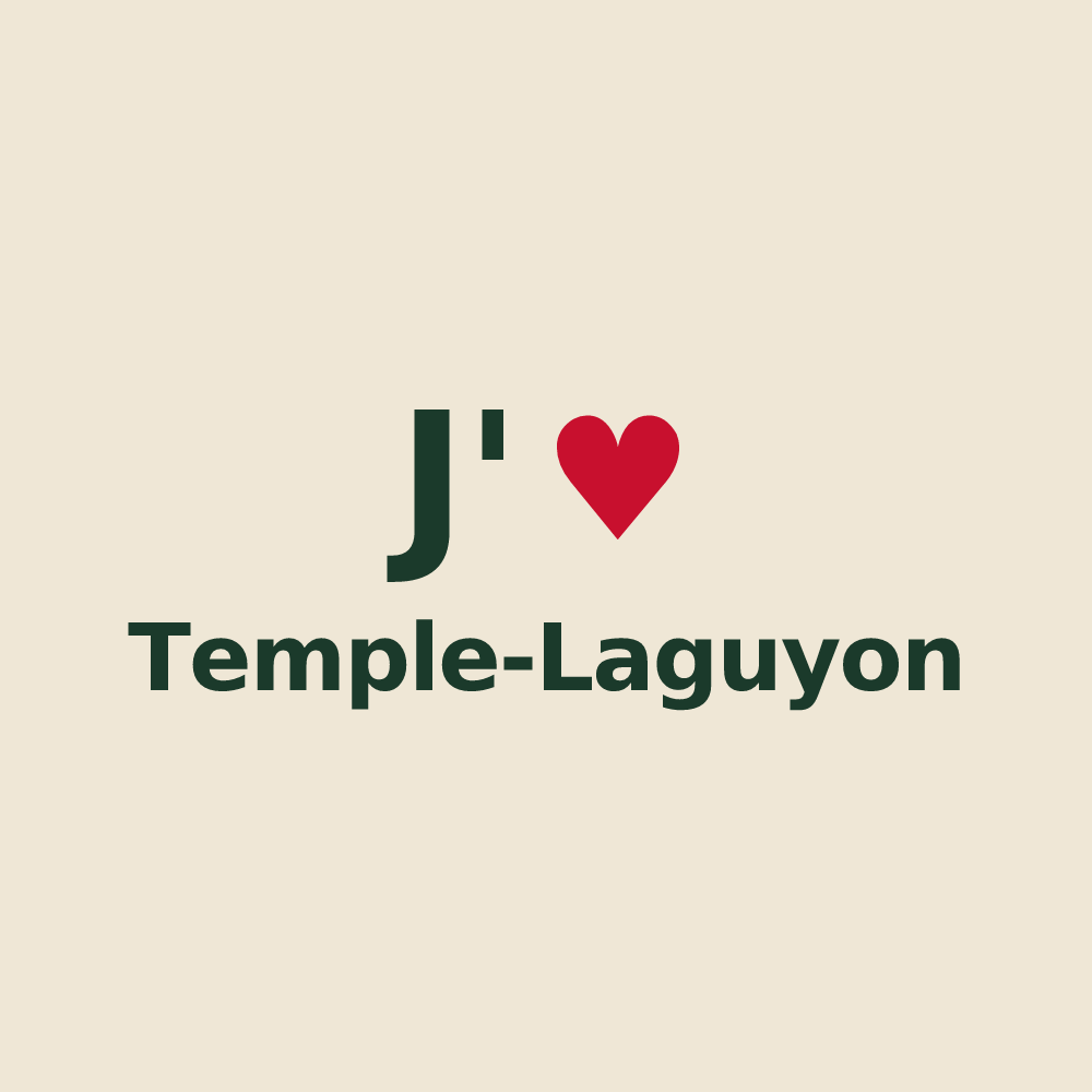 Tote bag personnalisé Temple-Laguyon — design « J'aime Temple-Laguyon » imprimé sur le tote bag
