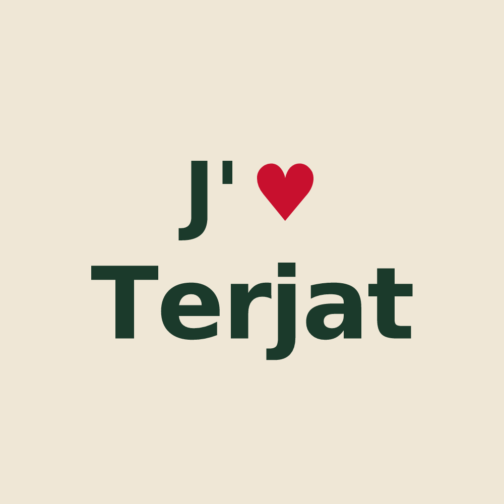 Tote bag personnalisé Terjat — design « J'aime Terjat » imprimé sur le tote bag