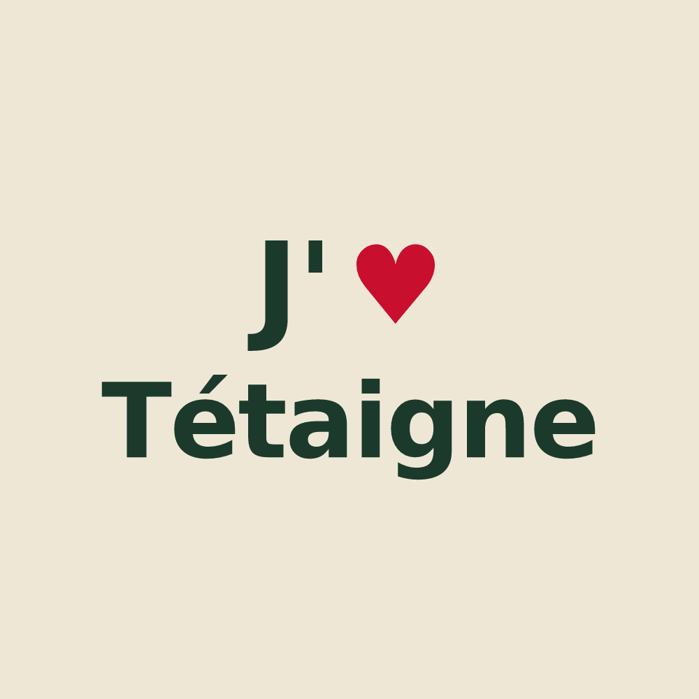 Tote bag personnalisé Tétaigne — design « J'aime Tétaigne » imprimé sur le tote bag