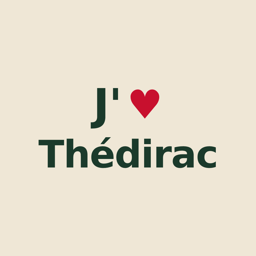 Tote bag personnalisé Thédirac — design « J'aime Thédirac » imprimé sur le tote bag