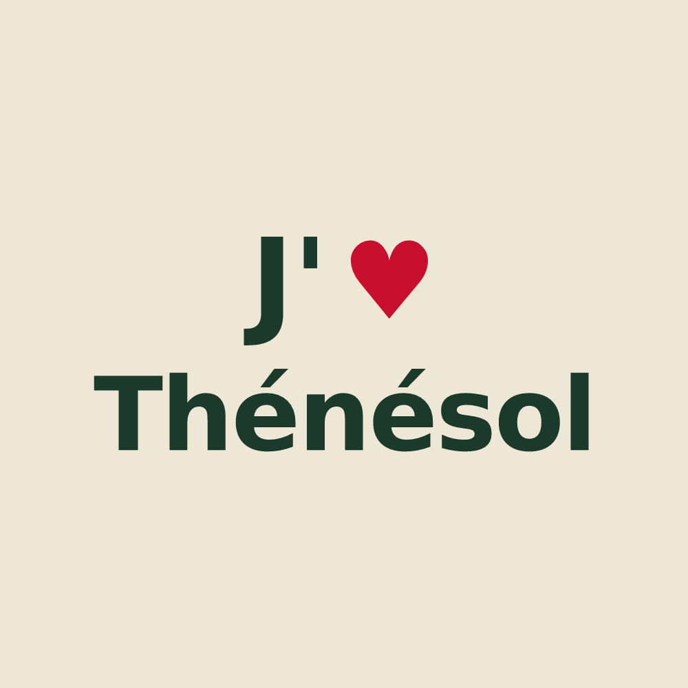 Tote bag personnalisé Thénésol — design J'aime Thénésol