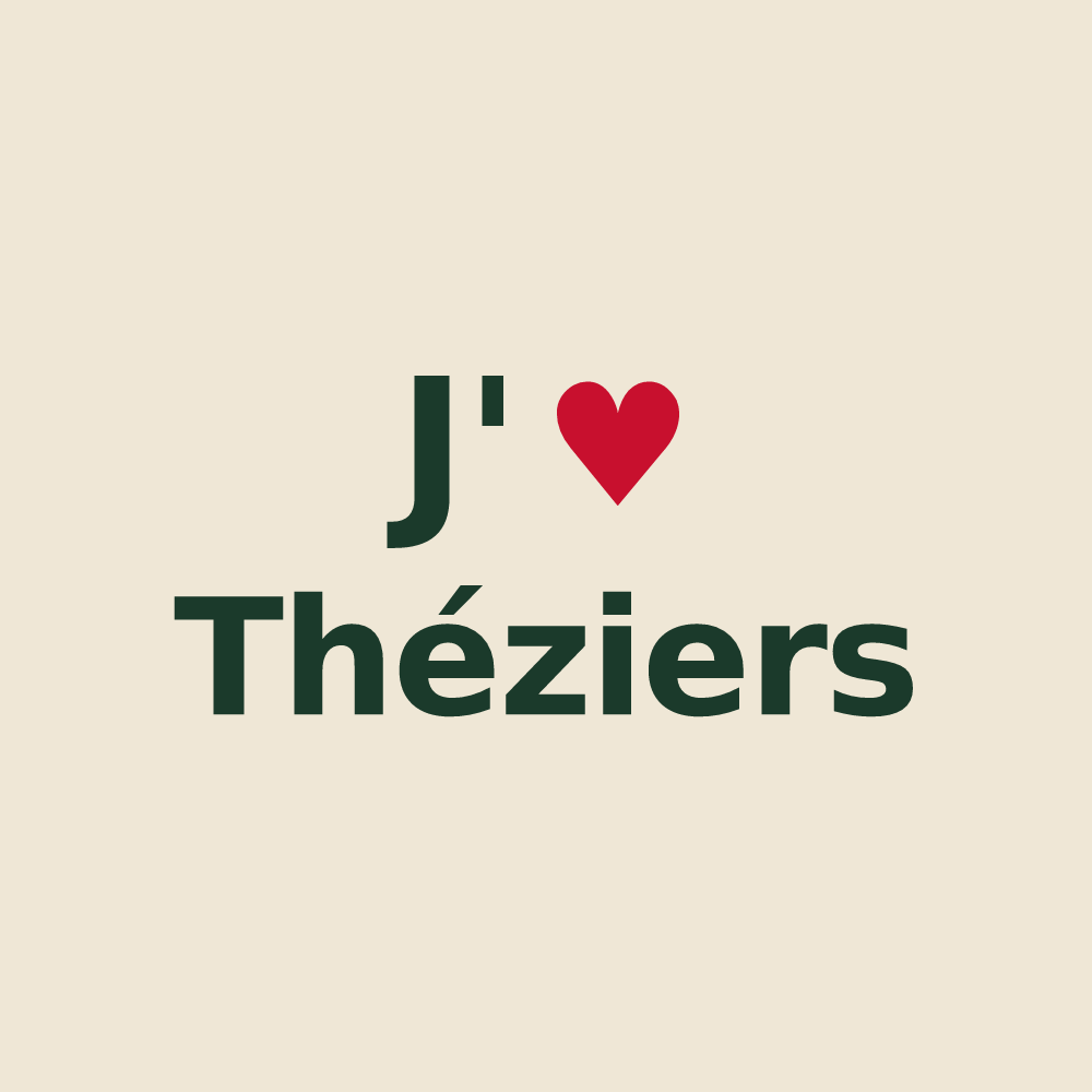Tote bag personnalisé Théziers — design J'aime Théziers