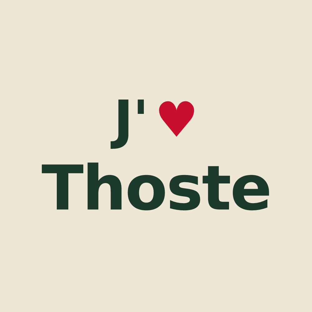 Tote bag personnalisé Thoste — design J'aime Thoste
