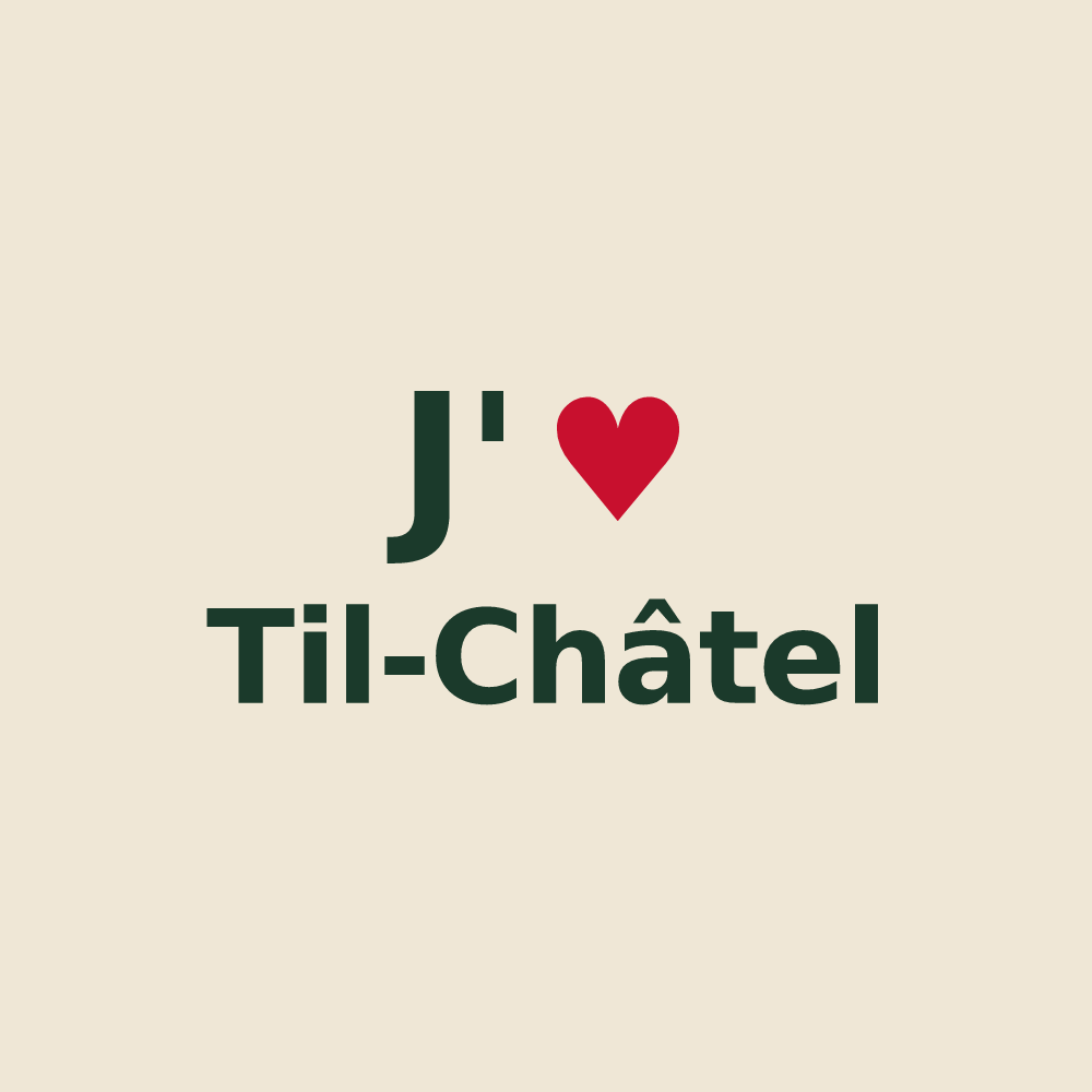 Tote bag personnalisé Til-Châtel — design « J'aime Til-Châtel » imprimé sur le tote bag