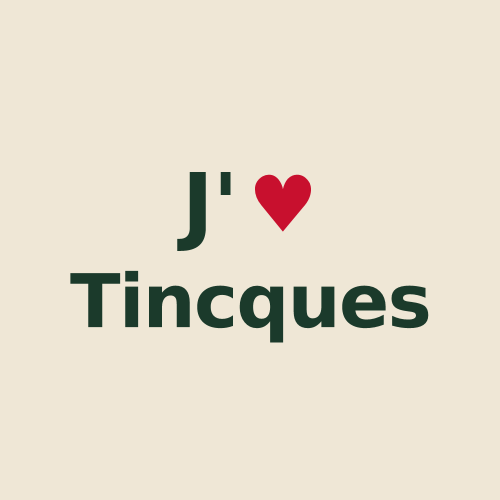 Tote bag personnalisé Tincques — design J'aime Tincques