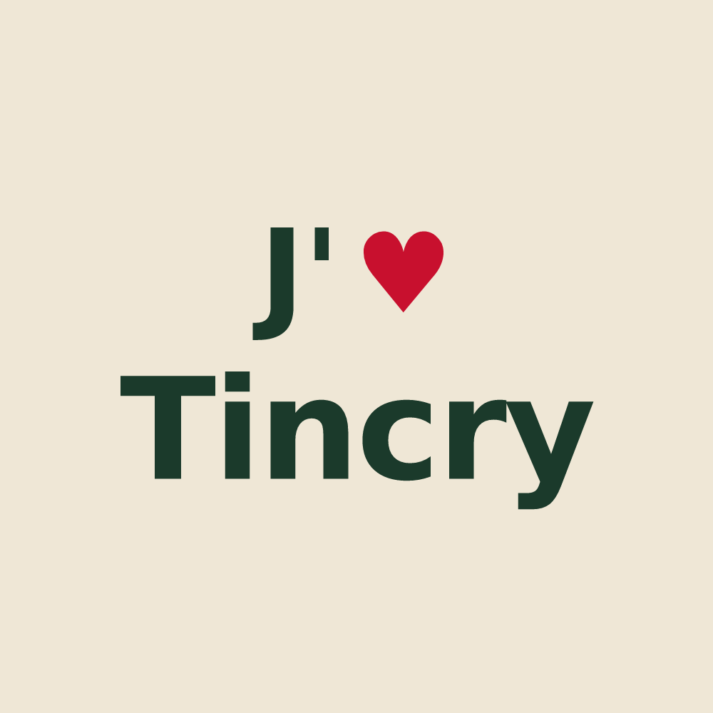 Tote bag personnalisé Tincry — design « J'aime Tincry » imprimé sur le tote bag