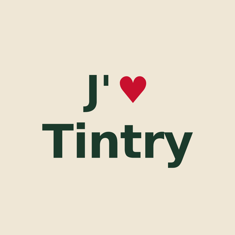 Tote bag personnalisé Tintry — design « J'aime Tintry » imprimé sur le tote bag