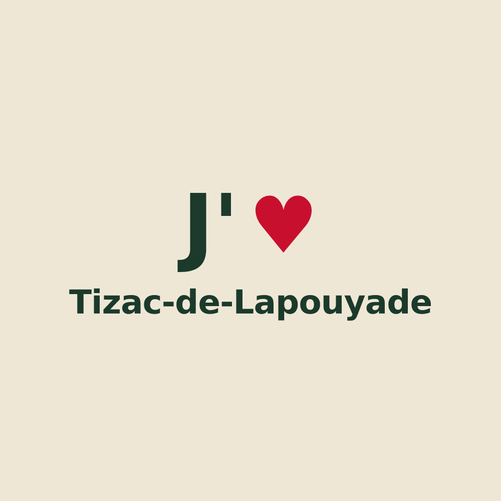 Tote bag personnalisé Tizac-de-Lapouyade — design J'aime Tizac-de-Lapouyade