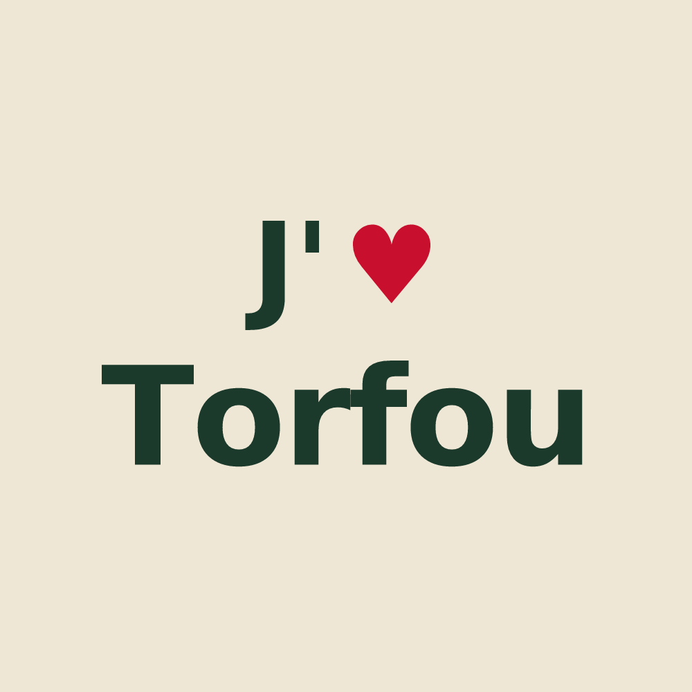 Tote bag personnalisé Torfou — design « J'aime Torfou » imprimé sur le tote bag