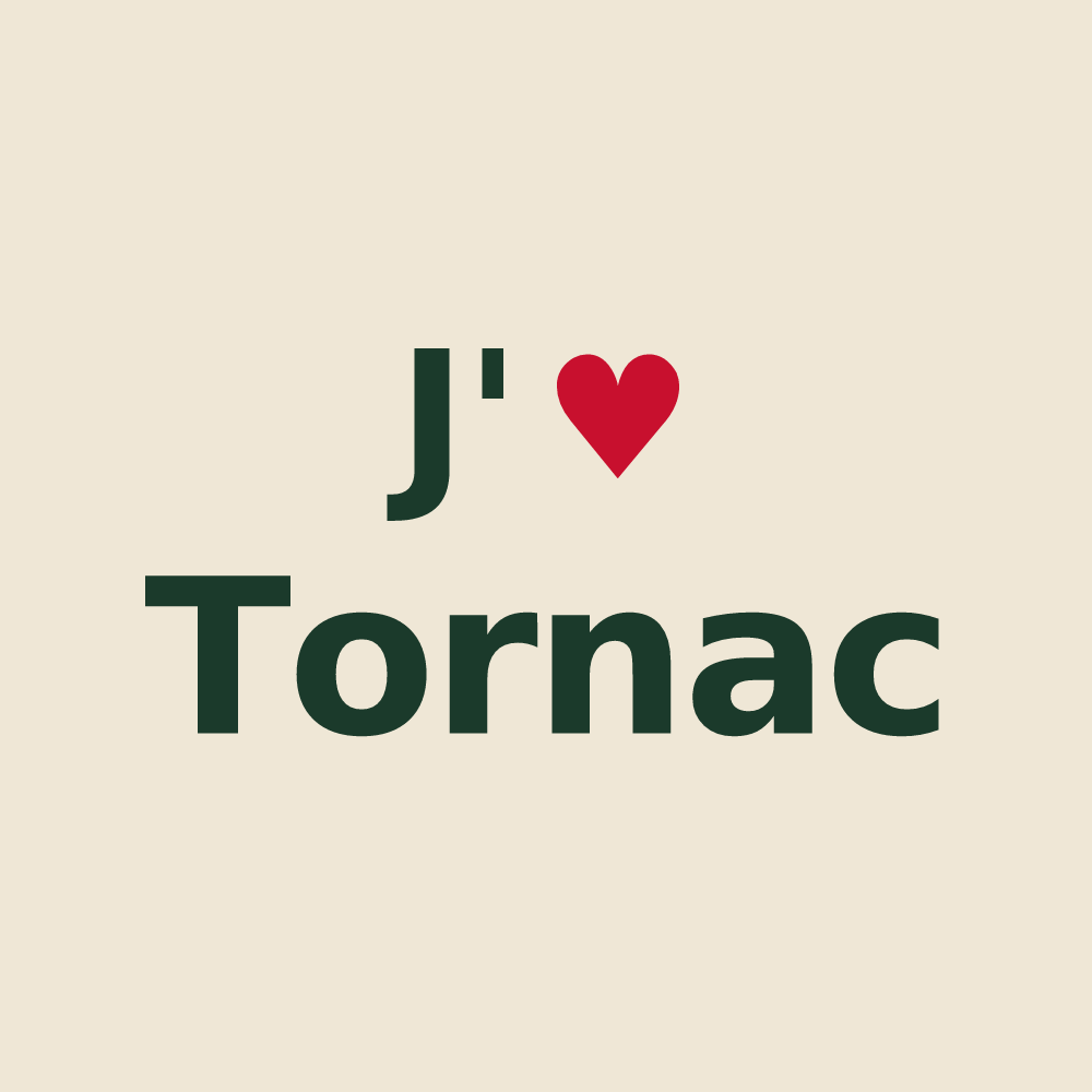 Tote bag personnalisé Tornac — design J'aime Tornac