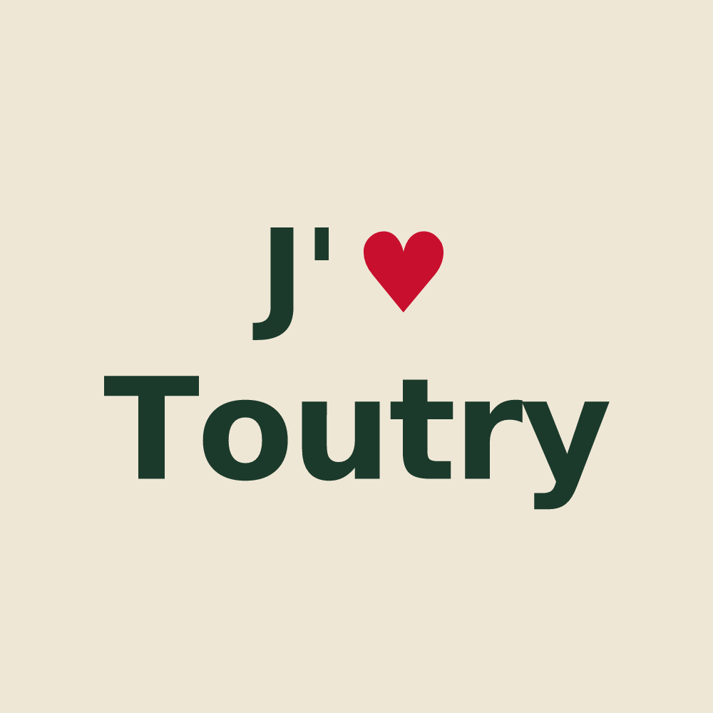 Tote bag personnalisé Toutry — design « J'aime Toutry » imprimé sur le tote bag
