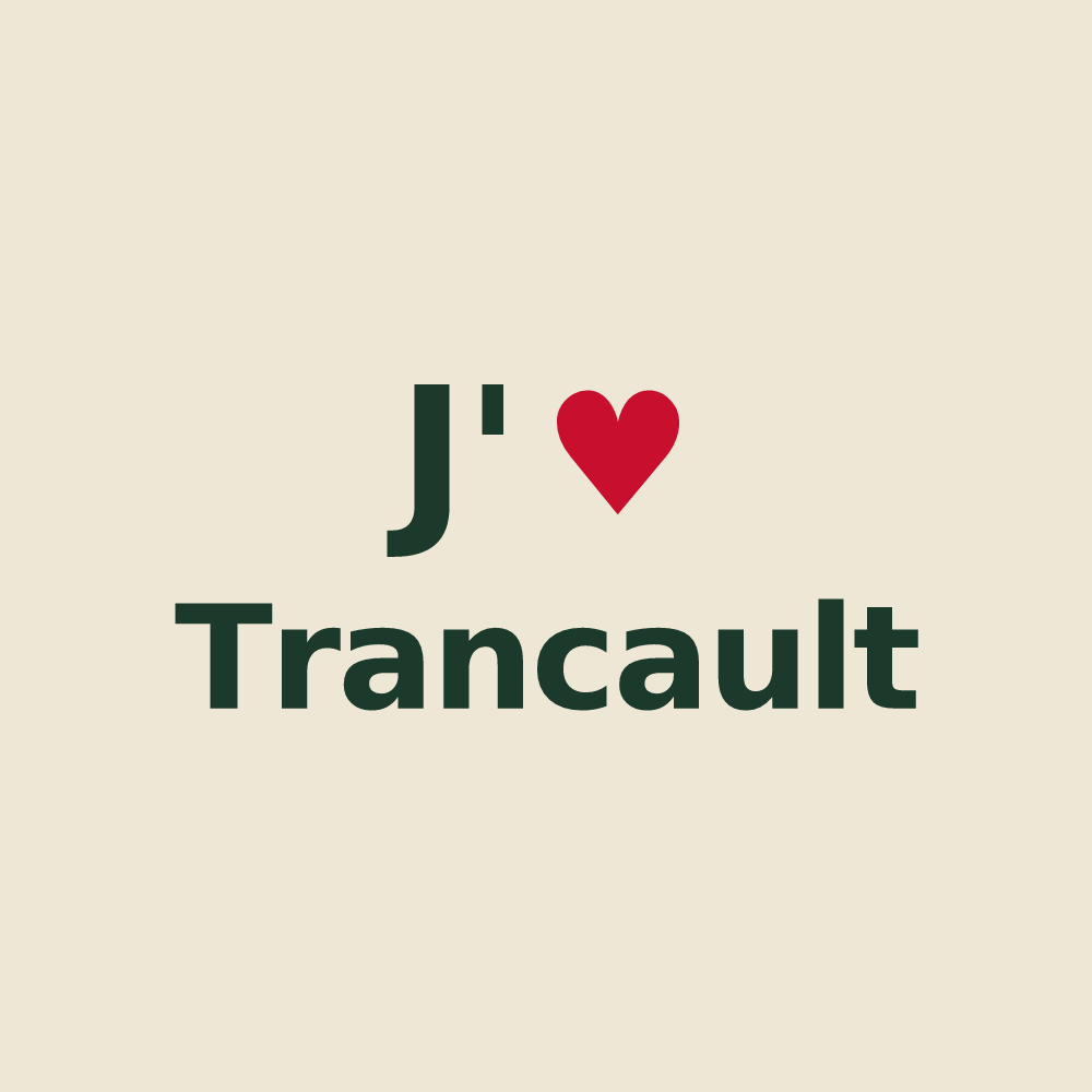 Tote bag personnalisé Trancault — design « J'aime Trancault » imprimé sur le tote bag