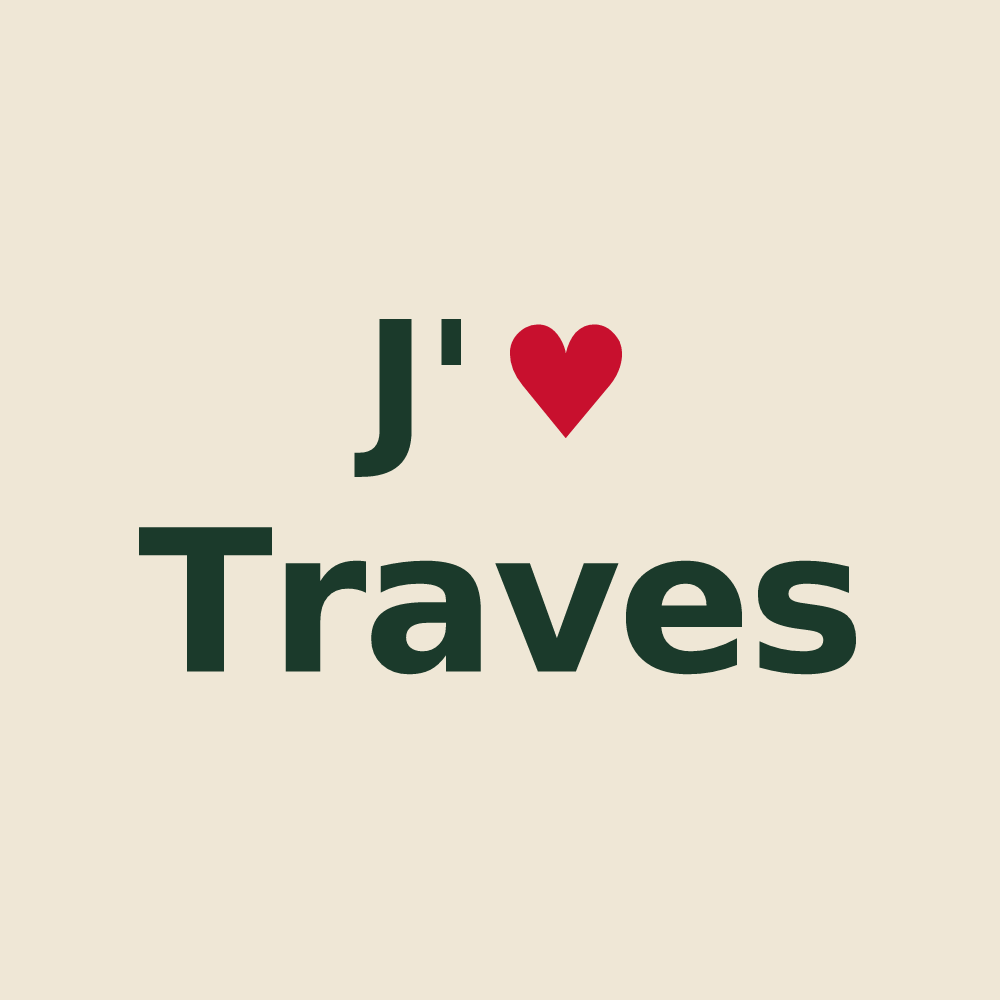 Tote bag personnalisé Traves — design « J'aime Traves » imprimé sur le tote bag