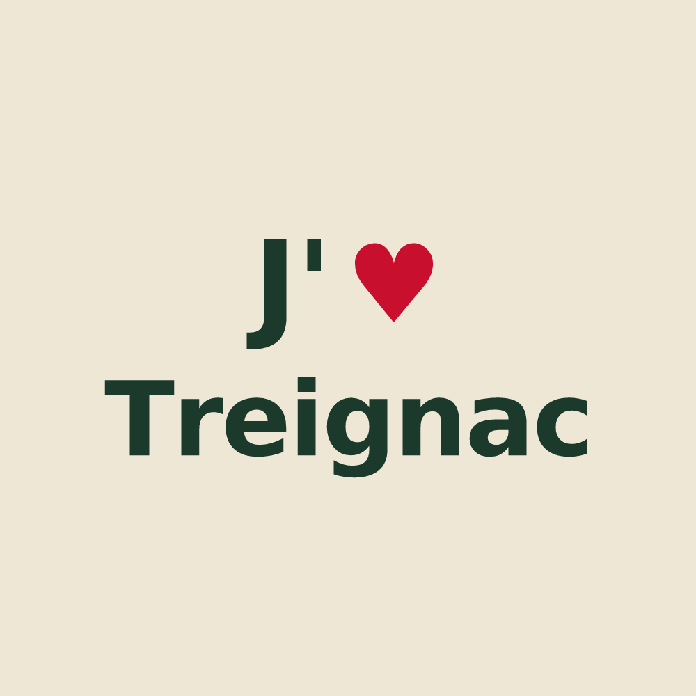 Tote bag personnalisé Treignac — design J'aime Treignac