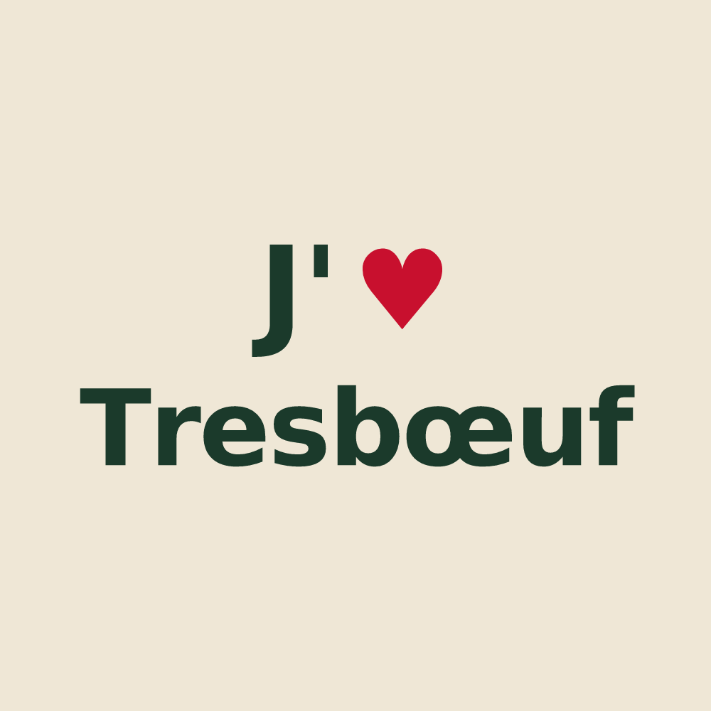 Tote bag personnalisé Tresbœuf — design « J'aime Tresbœuf » imprimé sur le tote bag