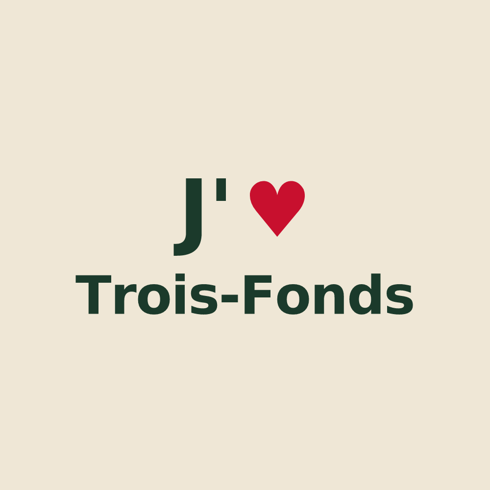 Tote bag personnalisé Trois-Fonds — design J'aime Trois-Fonds
