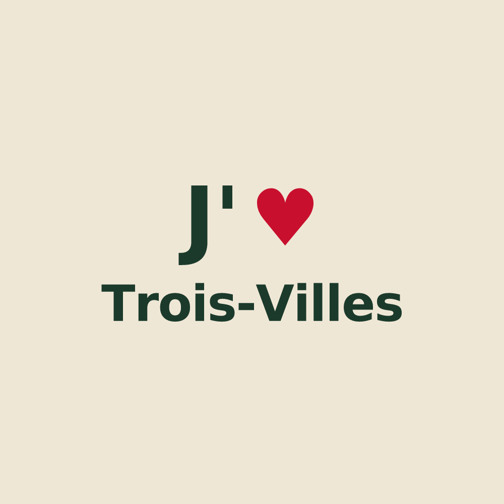 Tote bag personnalisé Trois-Villes — design J'aime Trois-Villes