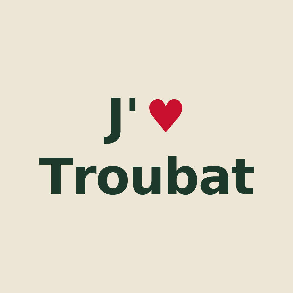 Tote bag personnalisé Troubat — design J'aime Troubat